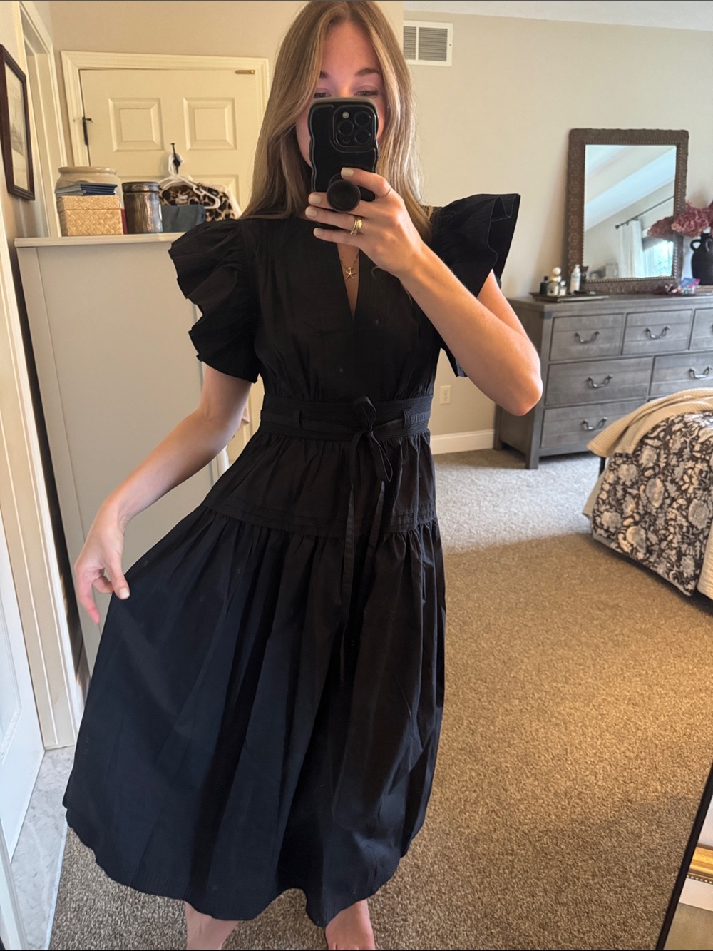 Strut & Bolt 100% Cotton Black Midi Dress - Picture 4 of 9